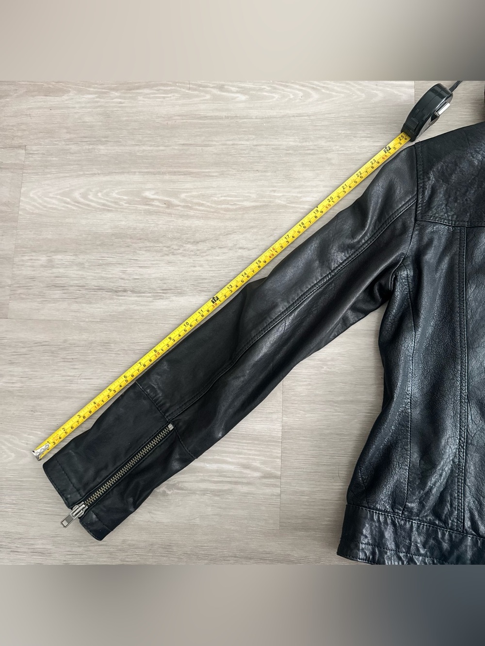 All Saints Vintage Black Leather Asymmetric Zip Jacket - Picture 13 of 16